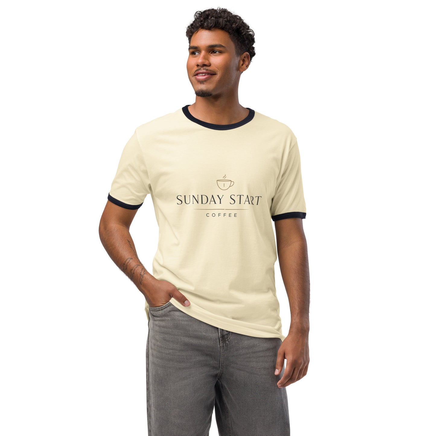 Unisex ringer t-shirt - Sunday Start Coffee