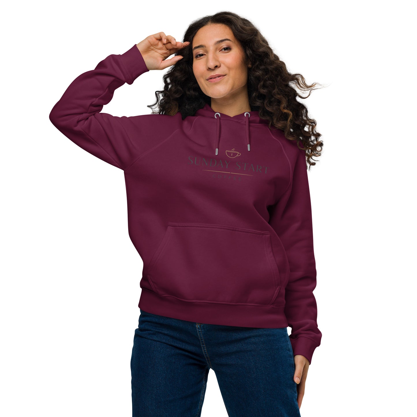 Unisex eco raglan hoodie - Sunday Start Coffee