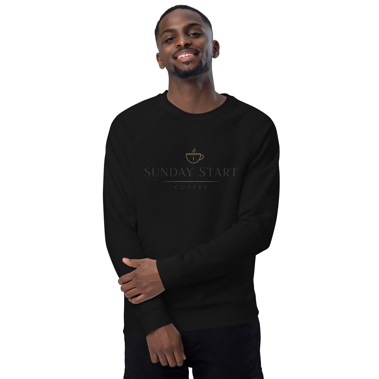 Unisex organic raglan sweatshirt - Sunday Start Coffee