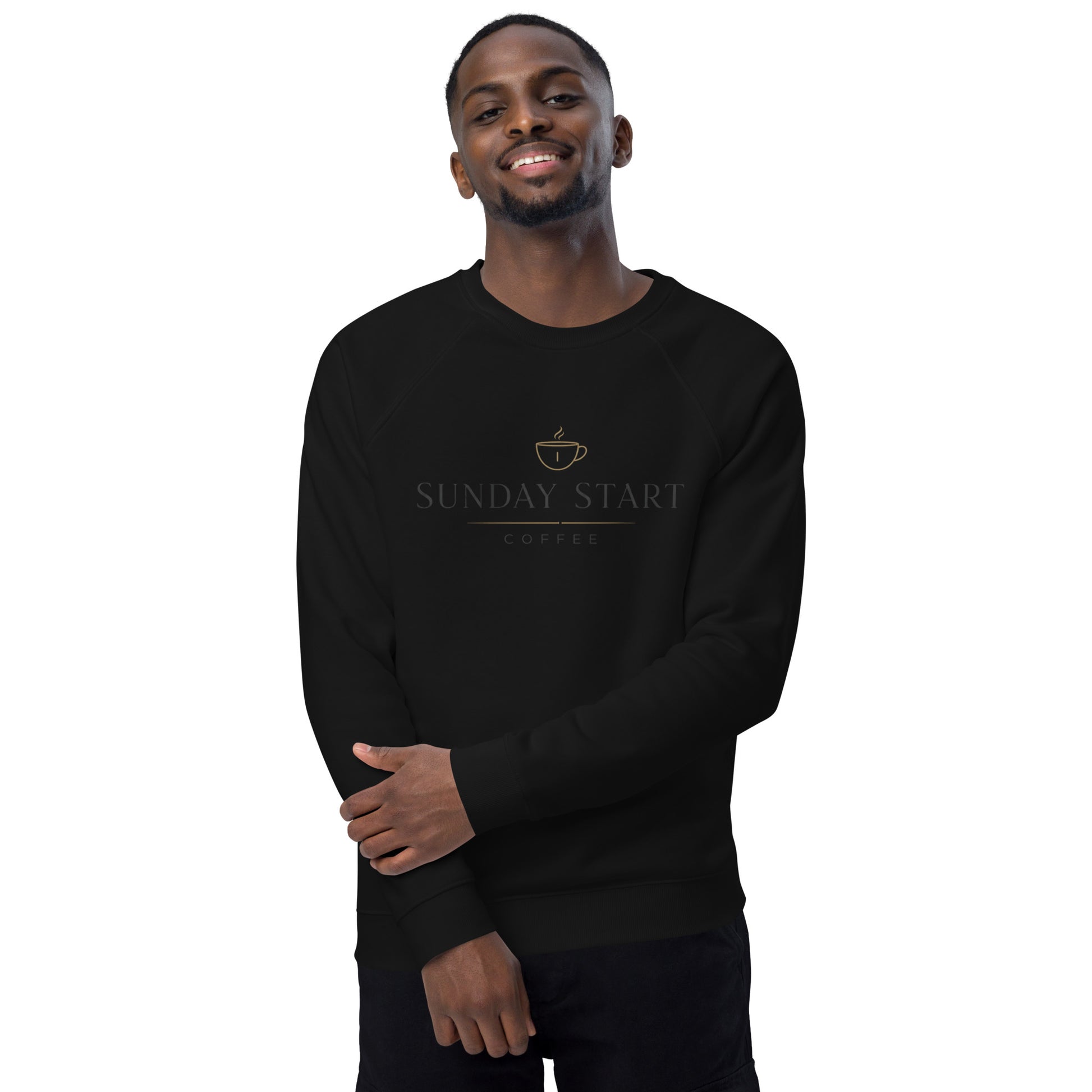 Unisex organic raglan sweatshirt - Sunday Start Coffee