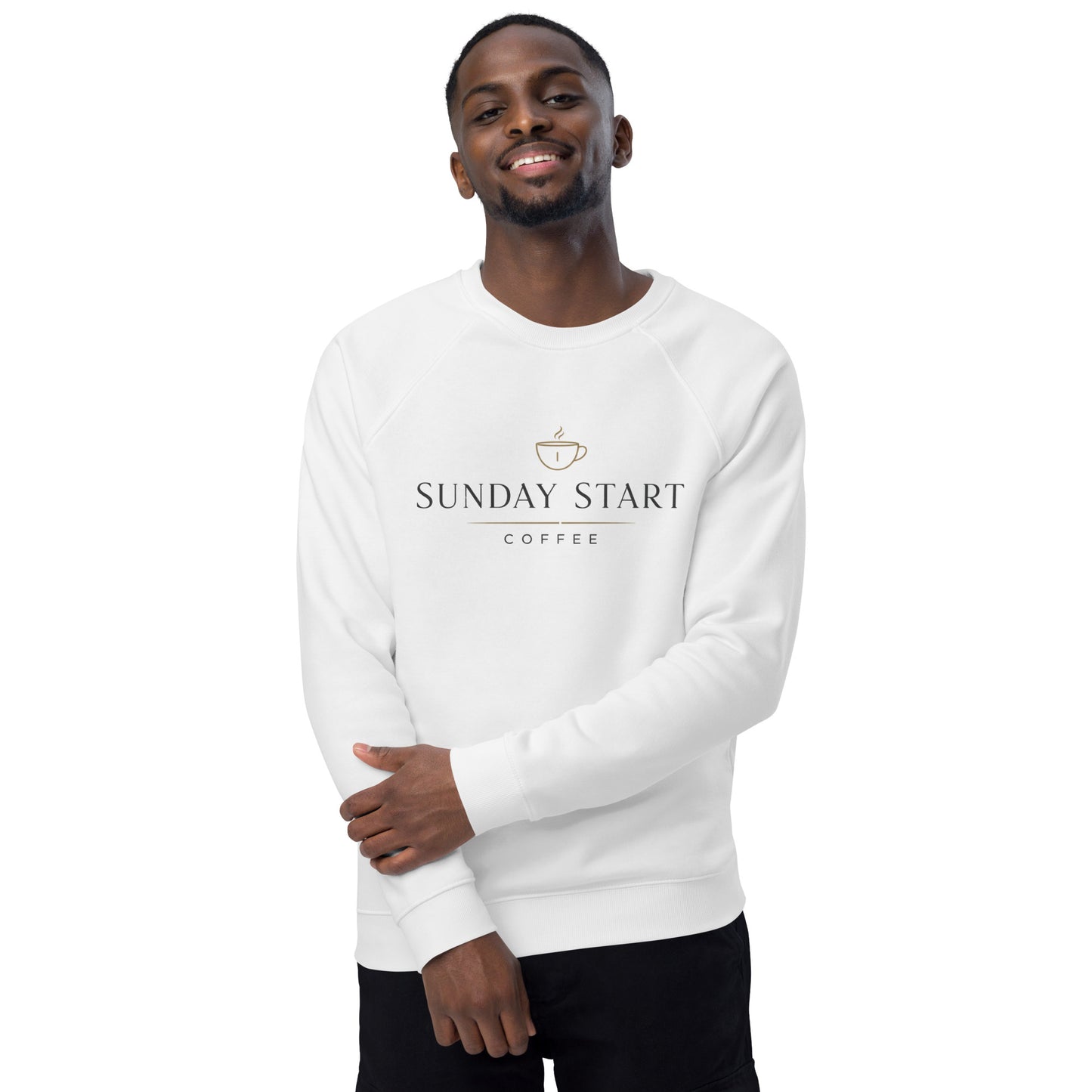 Unisex organic raglan sweatshirt - Sunday Start Coffee