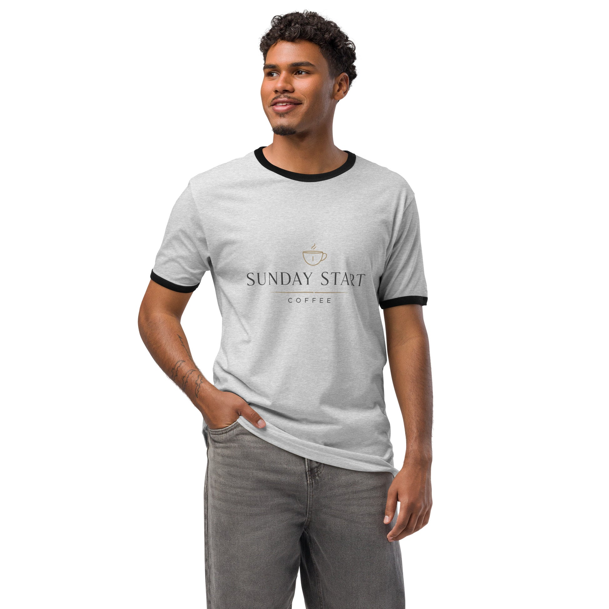 Unisex ringer t-shirt - Sunday Start Coffee